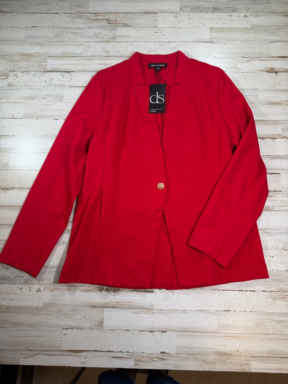 Dear Scarlett Nautical Red Single-Button Blazer - Tailored Women's Jacket